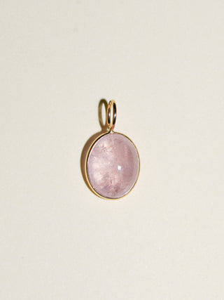 Bouquet Morganite Oval Cabochon Charm in Yellow 14k Gold