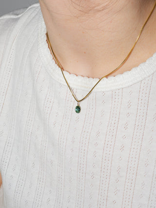 Discus Tourmaline Oval Cut Charm in Yellow 14k Gold