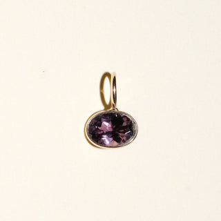 Hyacinth Tourmaline East West Oval Cut Charm in Yellow 14k Gold