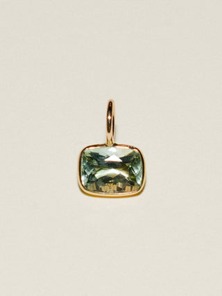 Trident Tourmaline East West Cushion Cut Charm in Yellow 14k Gold