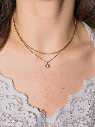 Trident Tourmaline East West Cushion Cut Charm in Yellow 14k Gold