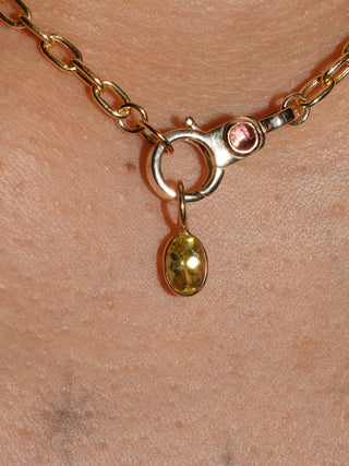 Ribbit Green Tourmaline Oval Cut Charm in Yellow 14k Gold