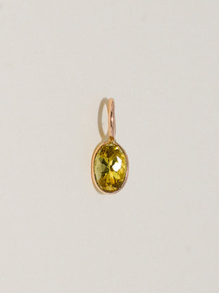 Ribbit Green Tourmaline Oval Cut Charm in Yellow 14k Gold