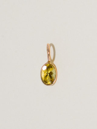 Ribbit Green Tourmaline Oval Cut Charm in Yellow 14k Gold