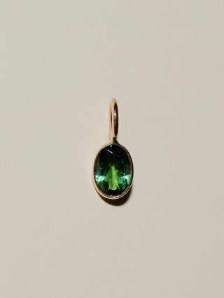 Jolly Green Tourmaline Oval Cut Charm in Yellow 14k Gold