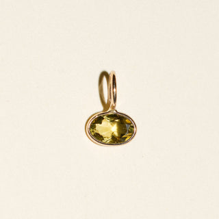 Yellow Green Tourmaline Cushion Cut Charm in 14k Yellow Gold