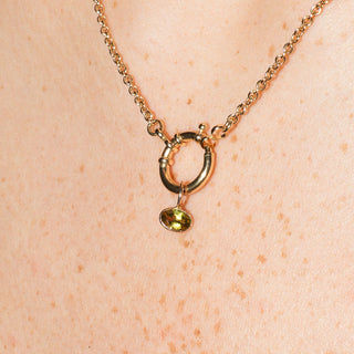 Yellow Green Tourmaline Cushion Cut Charm in 14k Yellow Gold