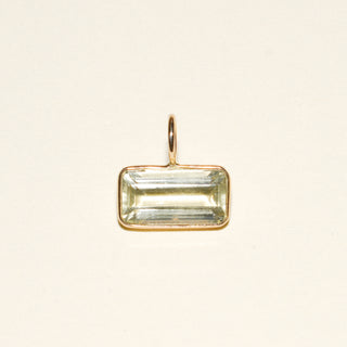 Light Yellow Heliodor Emerald Cut Charm in 14k Yellow Gold