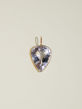 Love Dagger Pink Beryl Inverted Pear Cut Charm in Yellow 14k Gold