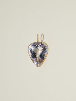 Love Dagger Pink Beryl Inverted Pear Cut Charm in Yellow 14k Gold