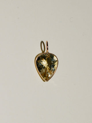 Sun on Waves Heliodor Inverted Pear Cut Charm in Yellow 14k Gold