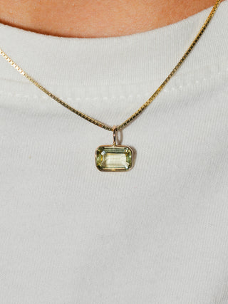 Sunny Heliodor East West Emerald Cut Charm in Yellow 14k Gold