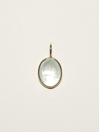 Patterns Blue Aquamarine Oval Cabochon Charm in Yellow 14k Gold