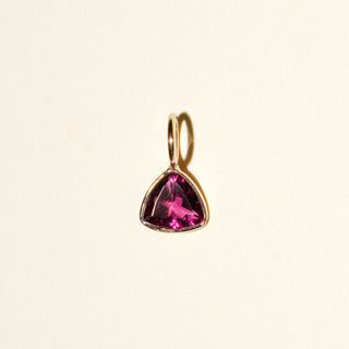 Very Berry Tourmaline Trillion Cut Charm in Yellow 14k Gold