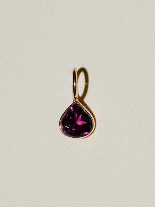 Radiant Raspberry Garnet Pear Cut Charm in Yellow 14k Gold