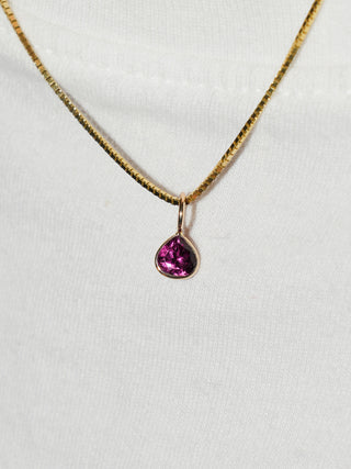 Radiant Raspberry Garnet Pear Cut Charm in Yellow 14k Gold