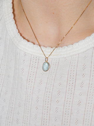 Bubby Aquamarine Oval Cabochon Charm in Yellow 14k Gold