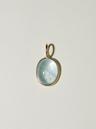 Bubby Aquamarine Oval Cabochon Charm in Yellow 14k Gold