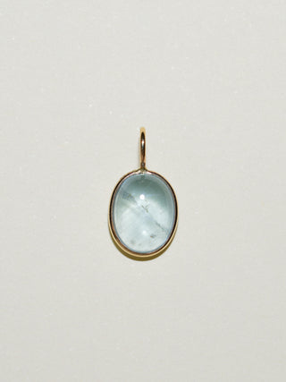 Bubby Aquamarine Oval Cabochon Charm in Yellow 14k Gold