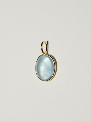 Bubby Aquamarine Oval Cabochon Charm in Yellow 14k Gold