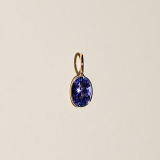 Easter Egg Tanzanite Oval Cut Charm in Yellow 14k Gold
