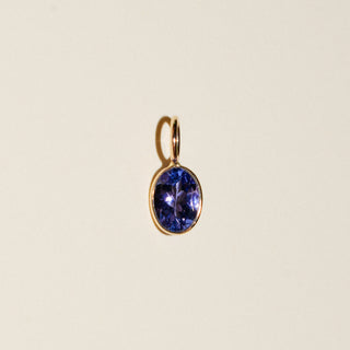 Easter Egg Tanzanite Oval Cut Charm in Yellow 14k Gold