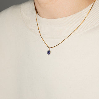 Easter Egg Tanzanite Oval Cut Charm in Yellow 14k Gold