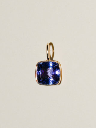 Silken Tanzanite Cushion Cut Charm in Yellow 14k Gold