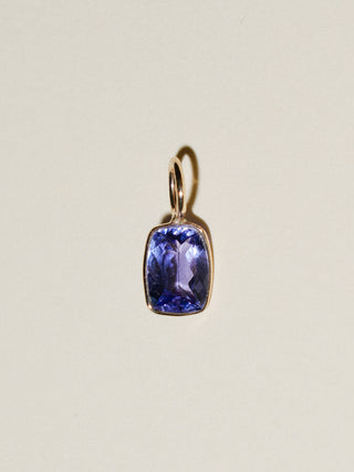 Shadowy Tanzanite Cushion Cut Charm in Yellow 14k Gold