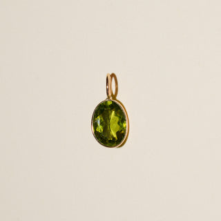 Green Glow Peridot Oval Cut Charm in Yellow 14k Gold