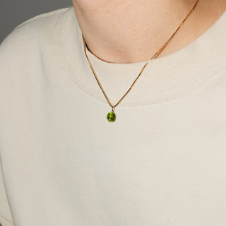 White Grape Peridot Oval Cut Charm in Yellow 14k Gold
