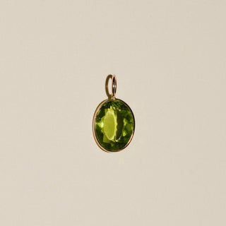 Greenery Peridot Oval Cut Charm in Yellow 14k Gold