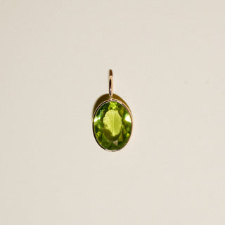 Greenery Peridot Oval Cut Charm in Yellow 14k Gold