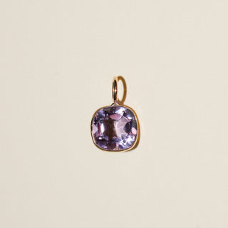 Lavendula Pink Amethyst Cushion Cut Charm in Yellow 14k Gold