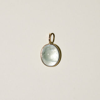 Tide Blue Aquamarine Oval Cabochon Charm in 14k Yellow Gold