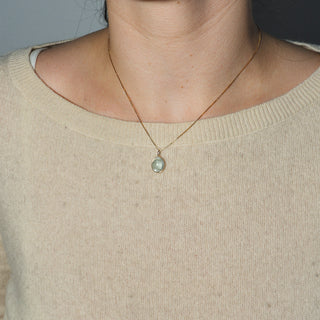 Tide Blue Aquamarine Oval Cabochon Charm in 14k Yellow Gold