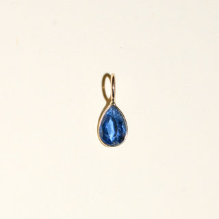 Blue Kyanite Teardrop Cut Charm in 14k Yellow Gold