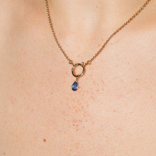 Blue Kyanite Teardrop Cut Charm in 14k Yellow Gold