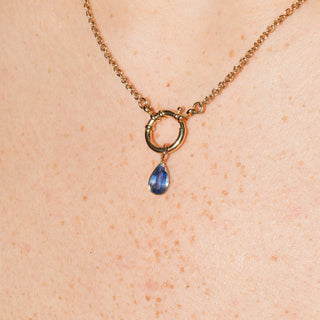 Blue Kyanite Teardrop Cut Charm in 14k Yellow Gold