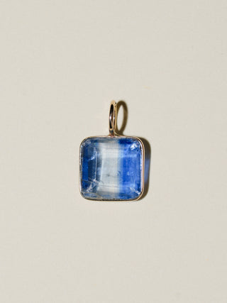 Ultramarine Kyanite Square Cut Charm in 14k Yellow Gold