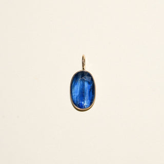 Blue Kyanite Oval Cut Charm in 14k Yellow Gold