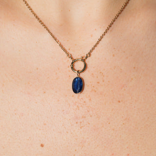 Blue Kyanite Oval Cut Charm in 14k Yellow Gold