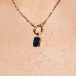 Blue Kyanite Emerald Cut Charm in 14k Yellow Gold