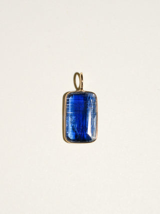 Rich Deep Blue Kyanite Emerald Cut Charm in Yellow 14k Gold