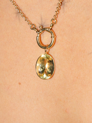 LiiiiMon Heliodor Oval Cut Charm in Yellow 14k Gold