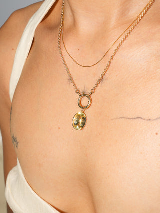 LiiiiMon Heliodor Oval Cut Charm in Yellow 14k Gold