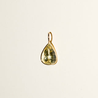 Asian Pear Heliodor Pear Cut Charm in Yellow 14k Gold