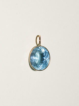Miami Blue Aquamarine Oval Cut Charm in Yellow 14k Gold