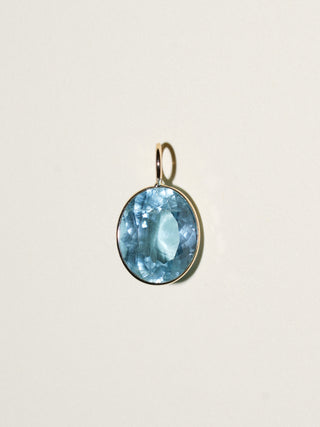 Miami Blue Aquamarine Oval Cut Charm in Yellow 14k Gold