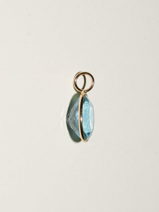 Miami Blue Aquamarine Oval Cut Charm in Yellow 14k Gold